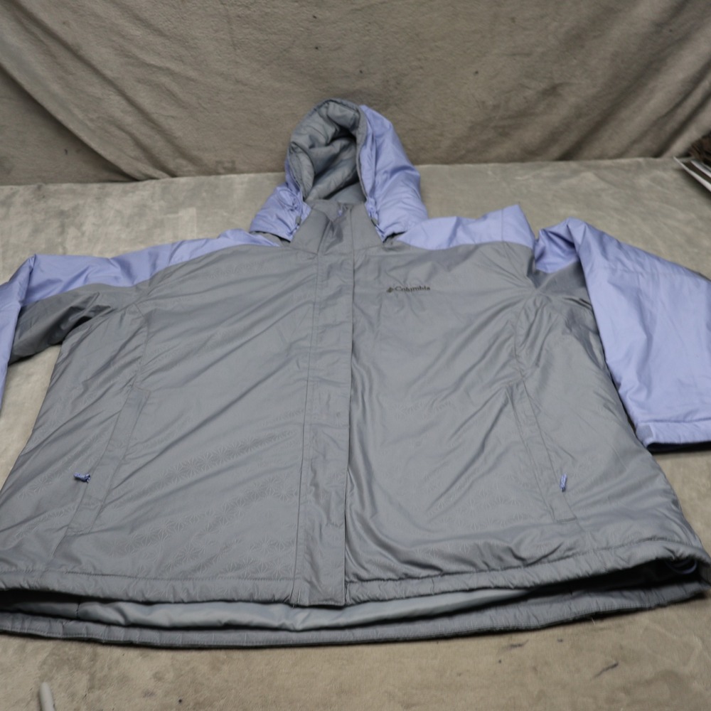 Columbia Jacket Womens 3X Gray Geometric Gotcha Groovin Insulated Hooded Outdoor